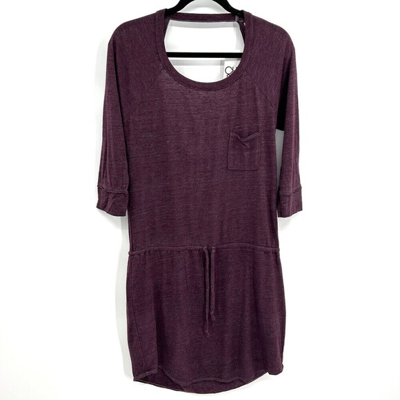 NWT CHASER Purple Plum Drape Back Triblend Jersey Open Back Dress Size Medium - Picture 1 of 5